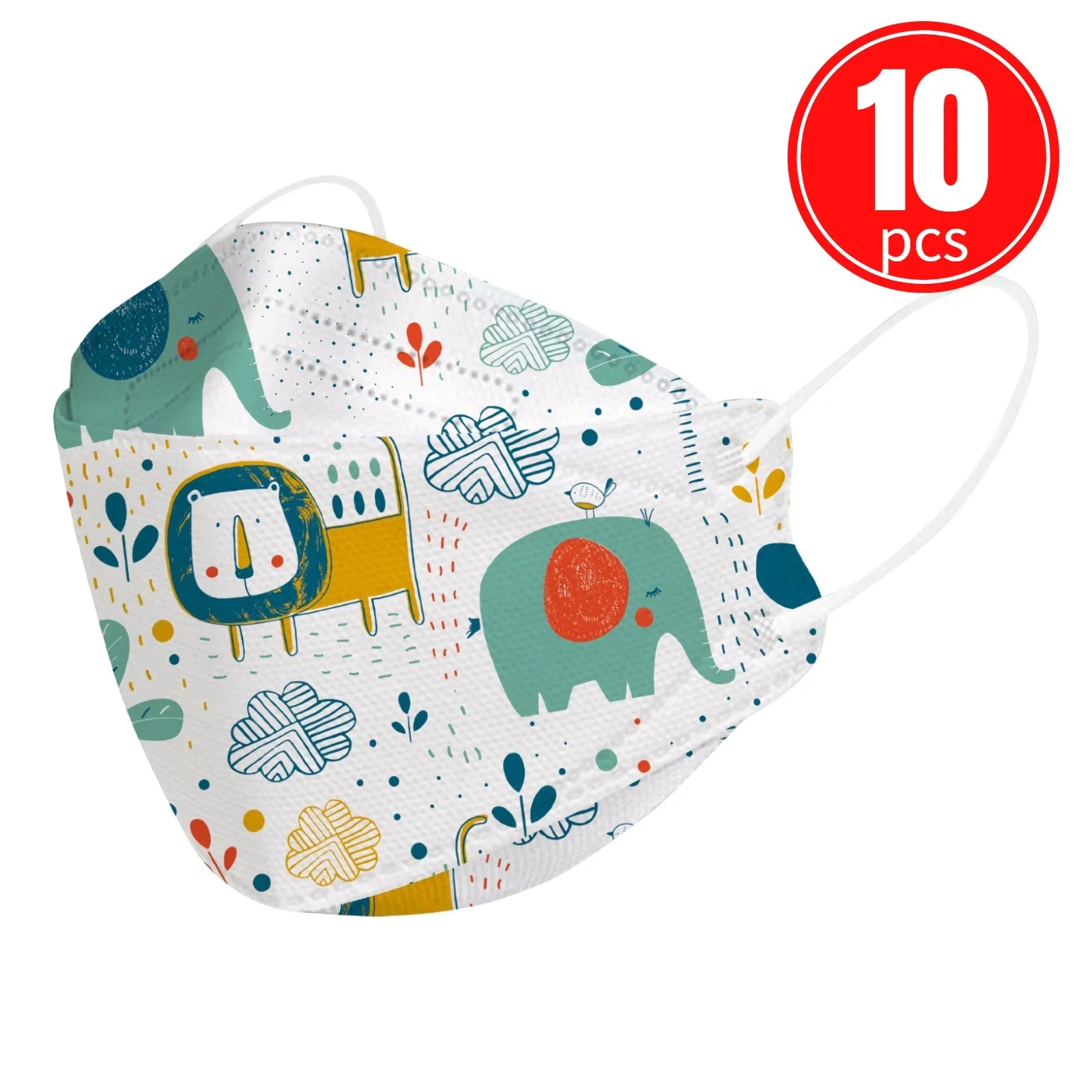Kids KN95 Masks – Cartoon Dinosaur, Cat, and Rainbow Prints – 4-Ply Breathable