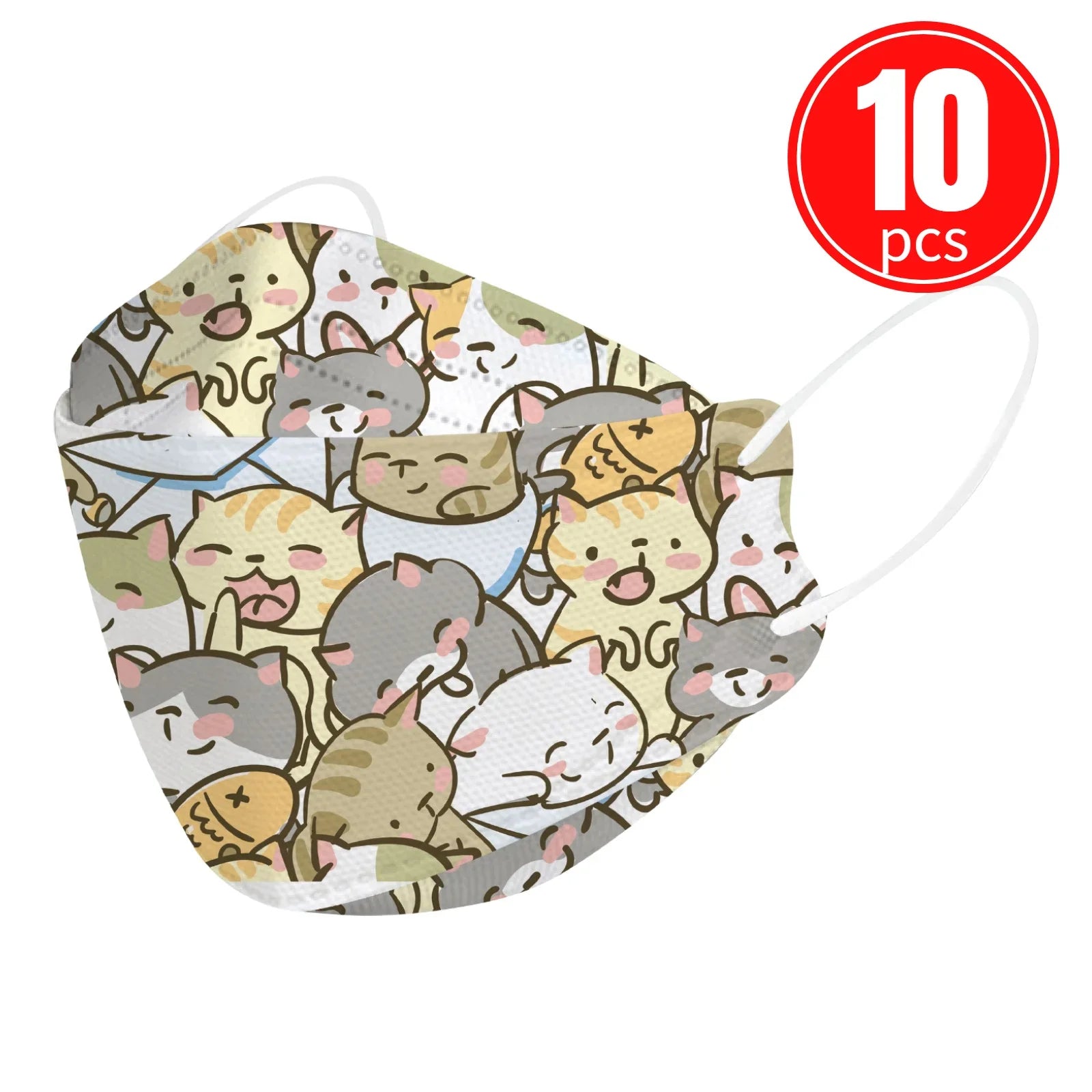 Kids KN95 Masks – Cartoon Dinosaur, Cat, and Rainbow Prints – 4-Ply Breathable