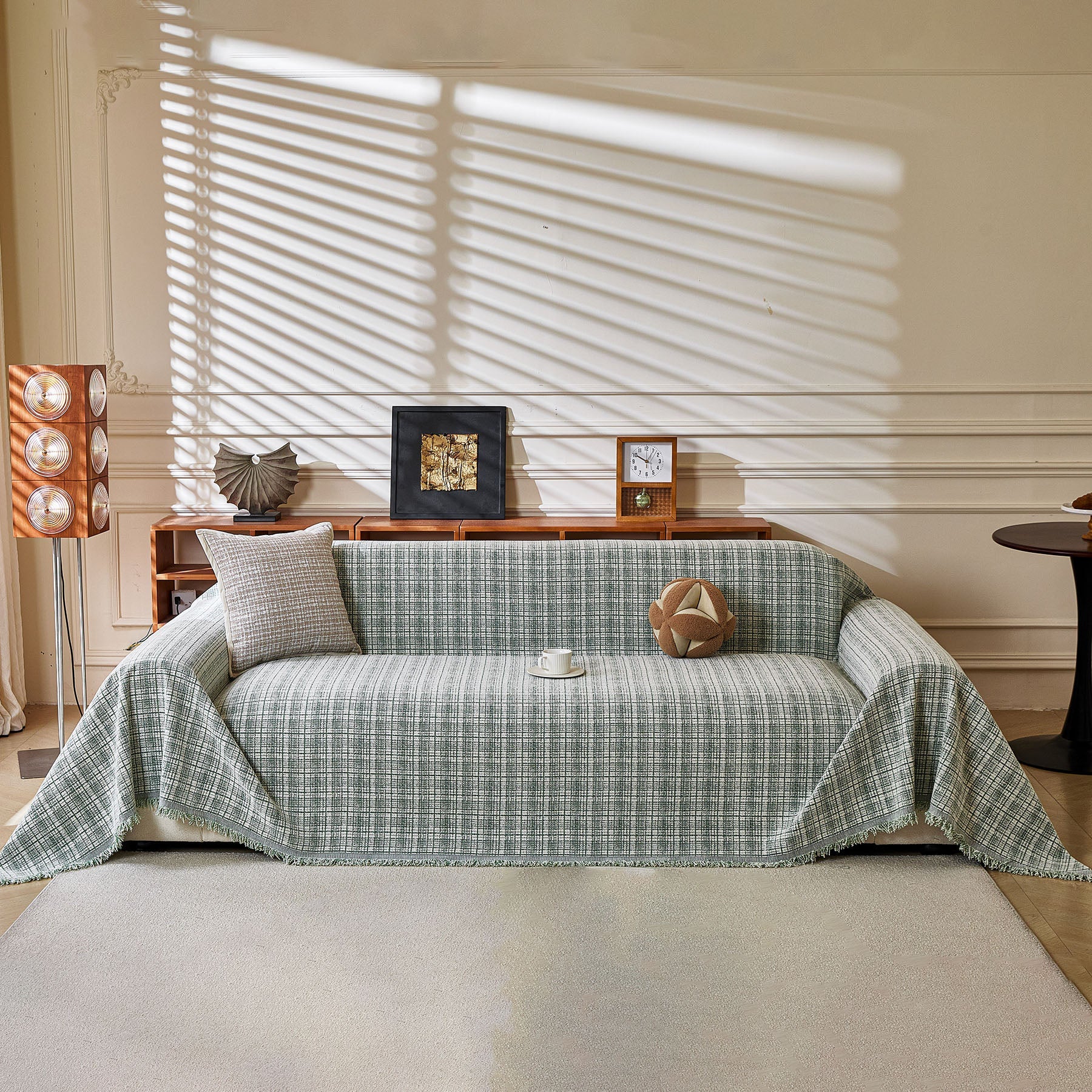 Textured Plaid Couch Throw Cover, Modern Decorative Sectional Furniture Covers