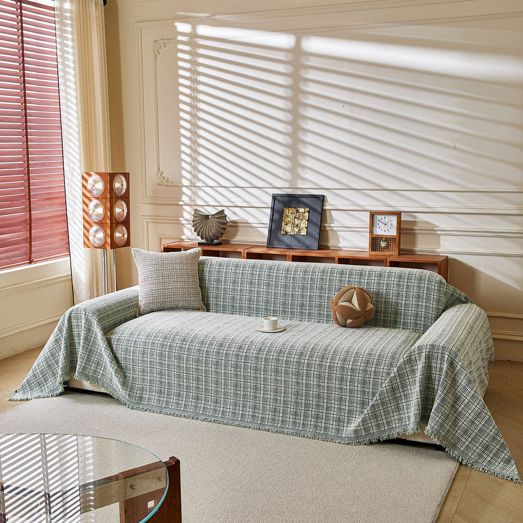 Textured Plaid Couch Throw Cover, Modern Decorative Sectional Furniture Covers