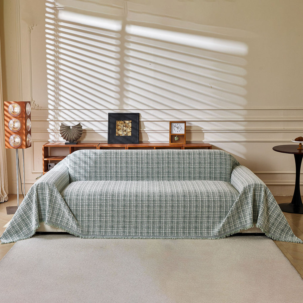 Textured Plaid Couch Throw Cover, Modern Decorative Sectional Furniture Covers