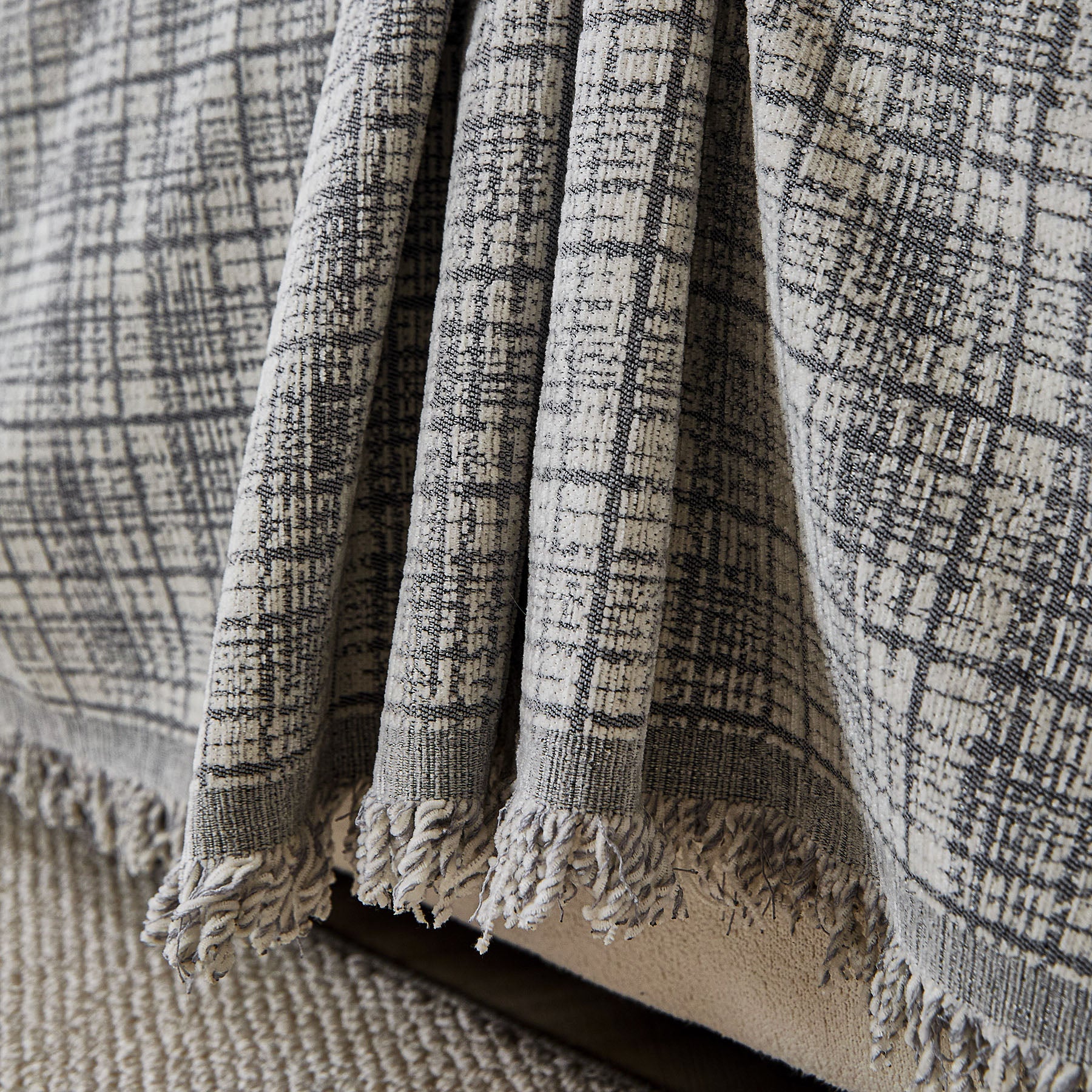Textured Plaid Couch Throw Cover, Modern Decorative Sectional Furniture Covers