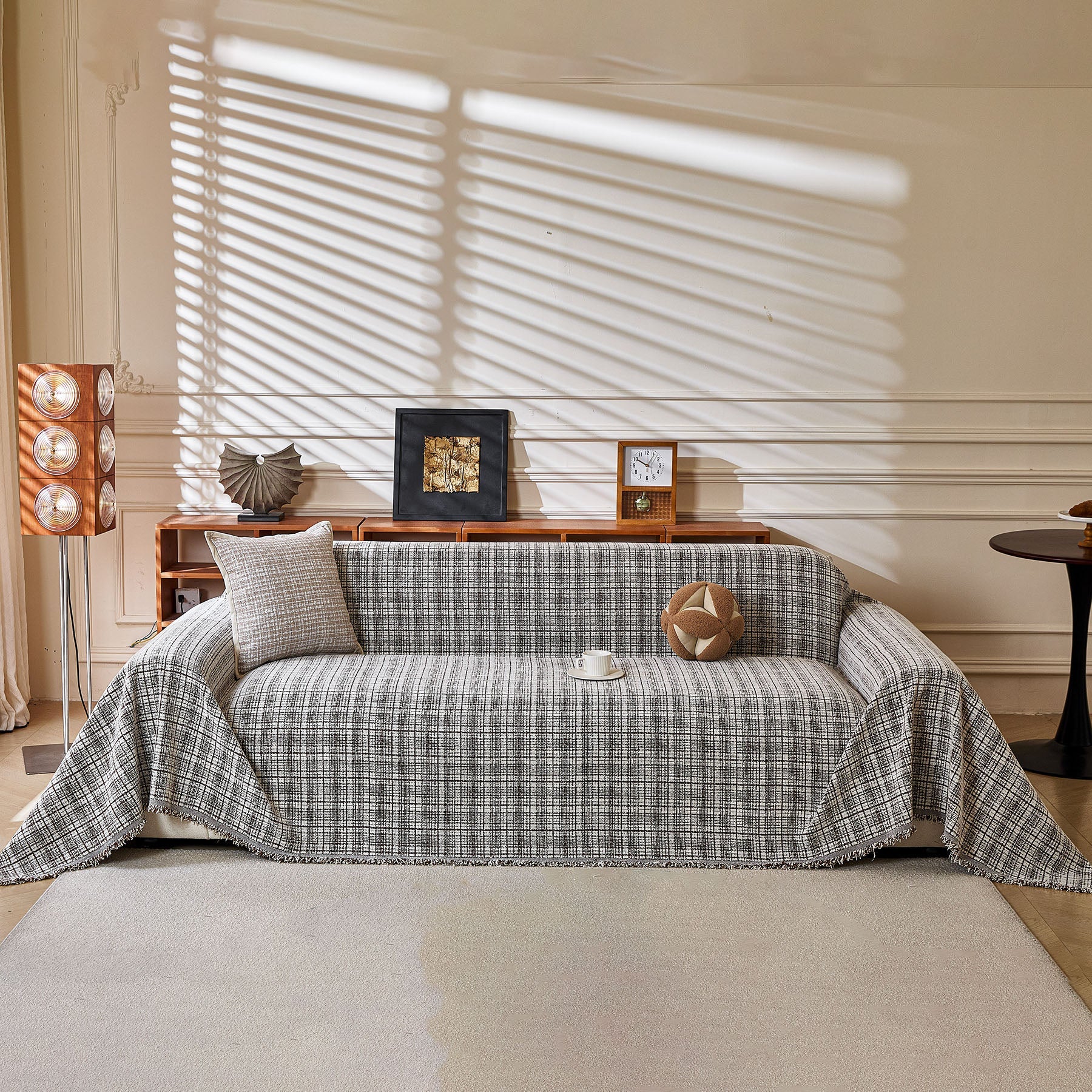 Textured Plaid Couch Throw Cover, Modern Decorative Sectional Furniture Covers