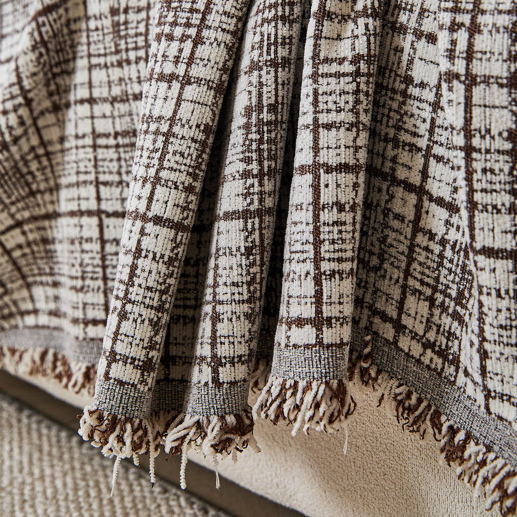 Textured Plaid Couch Throw Cover, Modern Decorative Sectional Furniture Covers