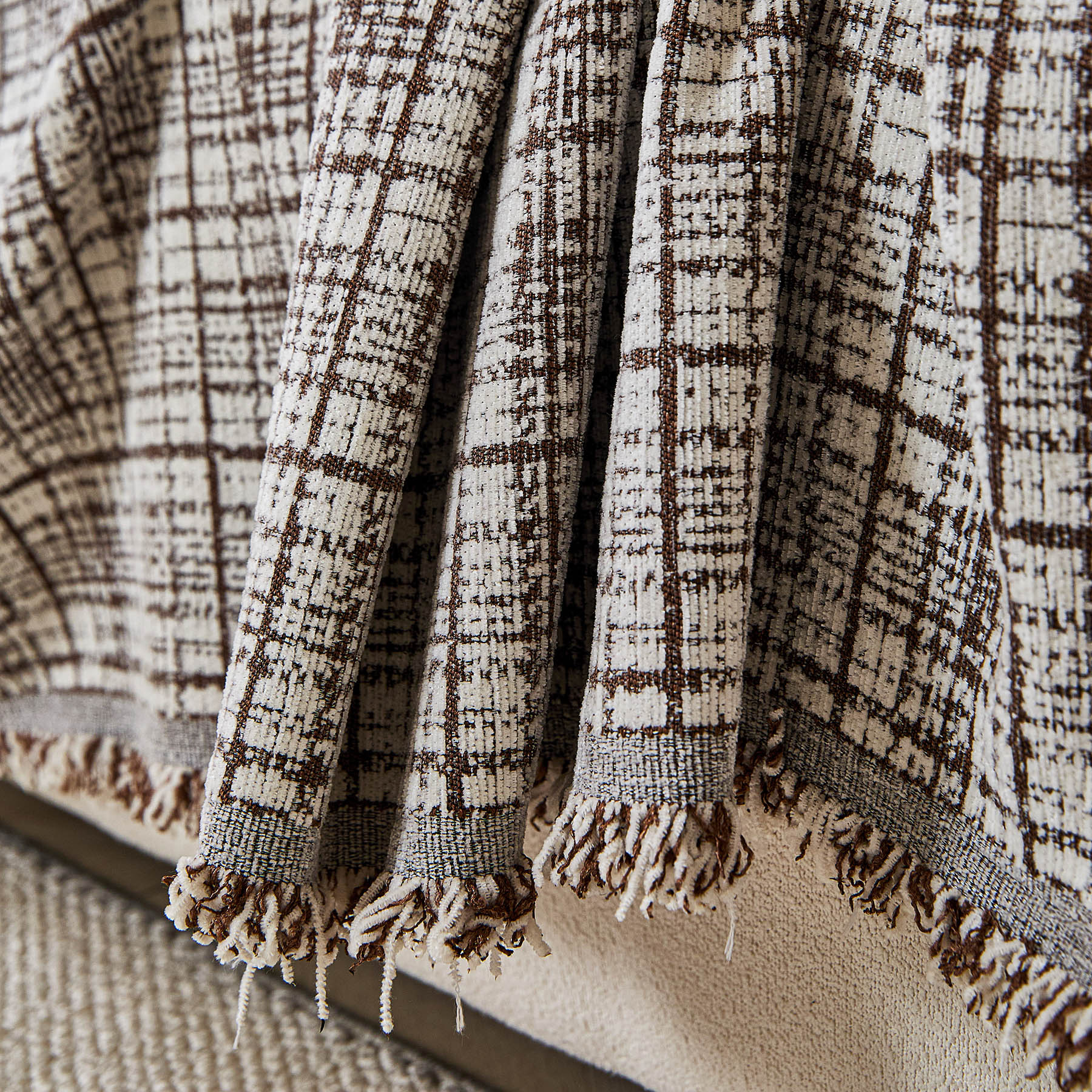Textured Plaid Couch Throw Cover, Modern Decorative Sectional Furniture Covers