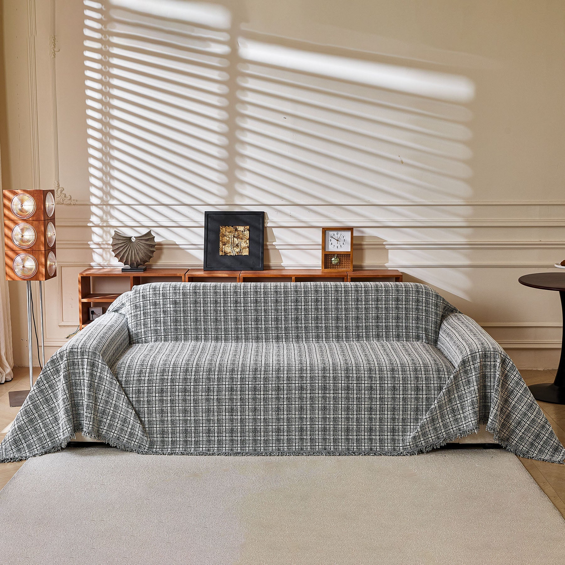 Textured Plaid Couch Throw Cover, Modern Decorative Sectional Furniture Covers