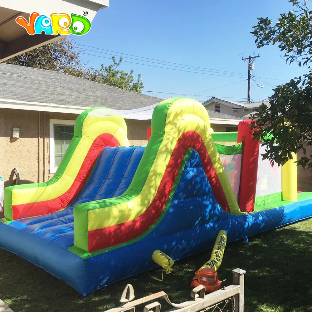 Kids Outdoor Play Castle with Trampoline & Obstacle Course