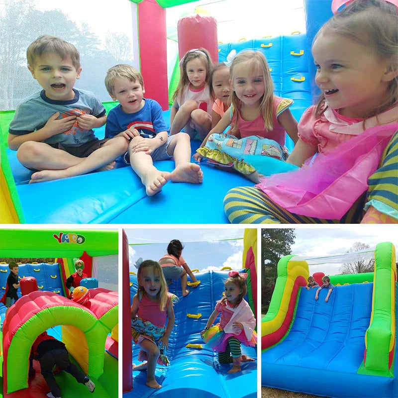 Kids Outdoor Play Castle with Trampoline & Obstacle Course