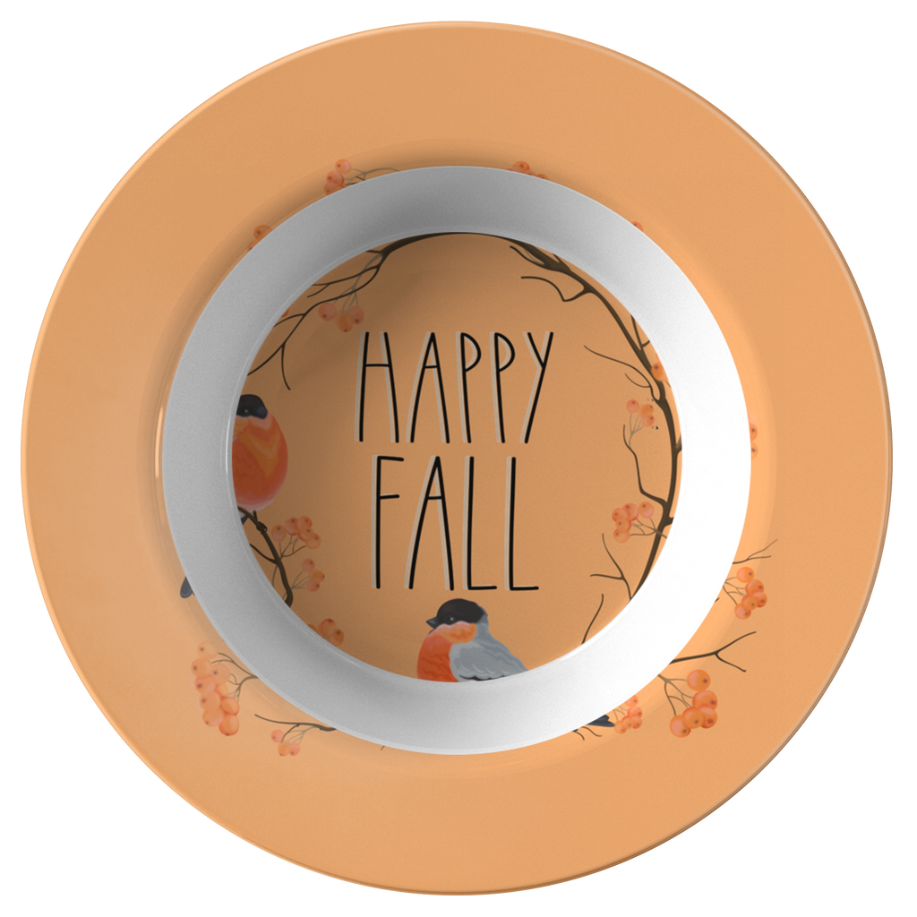 Happy Fall Polymer Bowl with Orange Birds and Branches - 8.5"