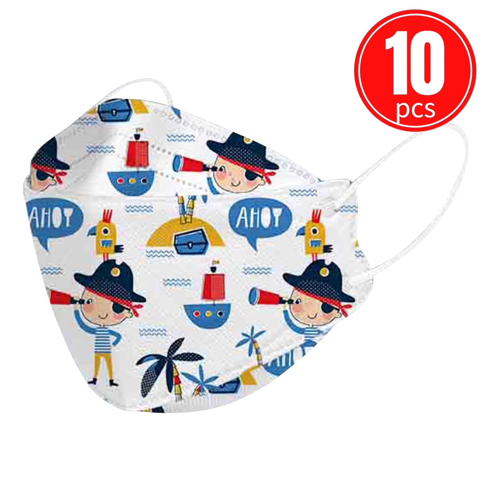 Kids KN95 Masks – Cartoon Dinosaur, Cat, and Rainbow Prints – 4-Ply Breathable