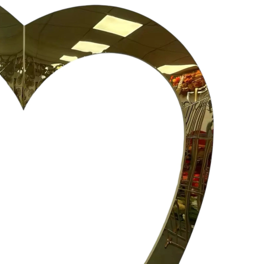 Heart Mirror Gold Wedding Backdrop - Cupid Arch Metal Stand