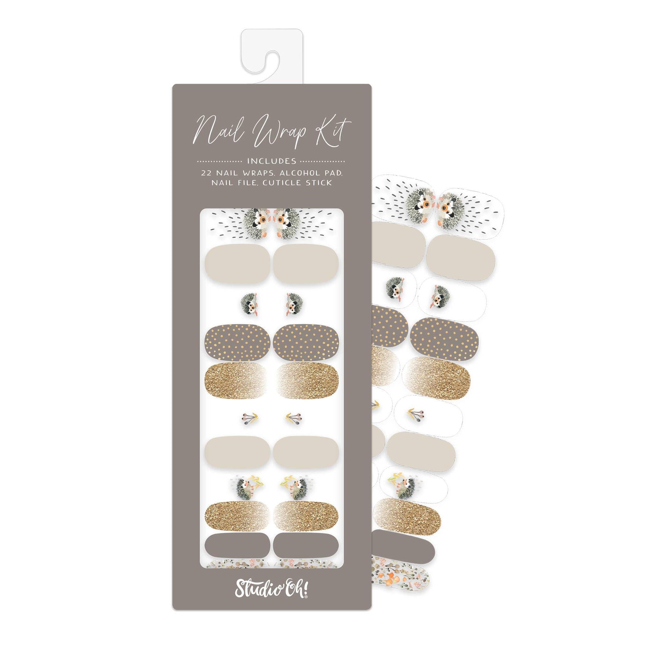Hedgehogs Nail Wrap Kit | Porcupine Nail Care Arts Tools Accessories | On-the-go Travel Kit