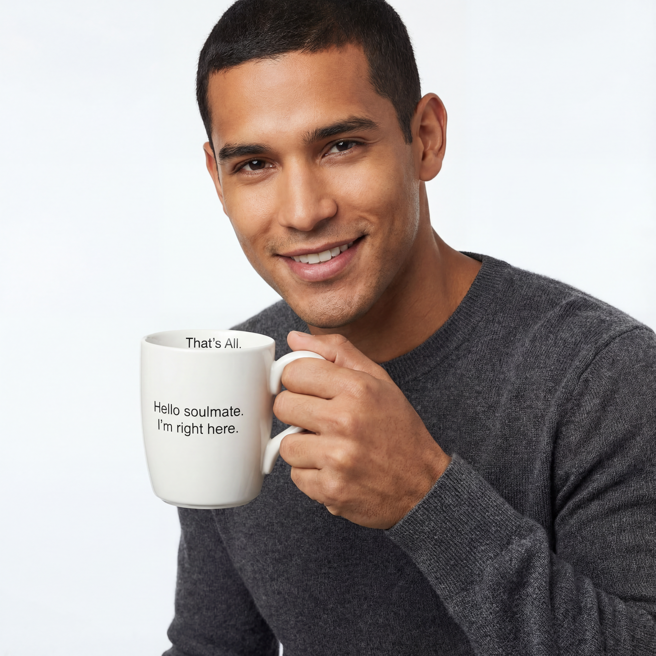 Hello Soulmate - I'm Right Here Ceramic Mug in Matte White