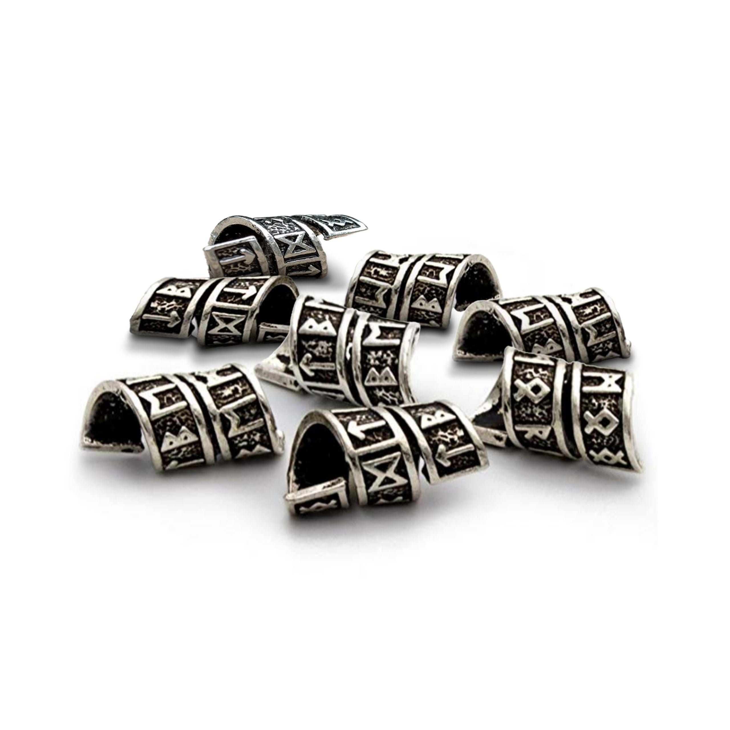 Rune Beard Rings – Elder Futhark Viking Beard Beads (8-Pack)