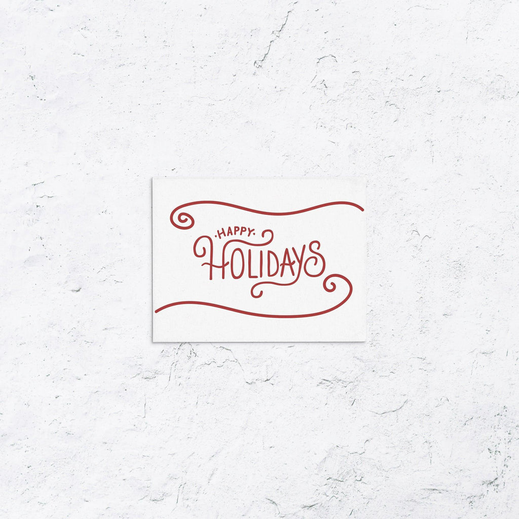Happy Holidays Swirl Letterpress Box Set of 10