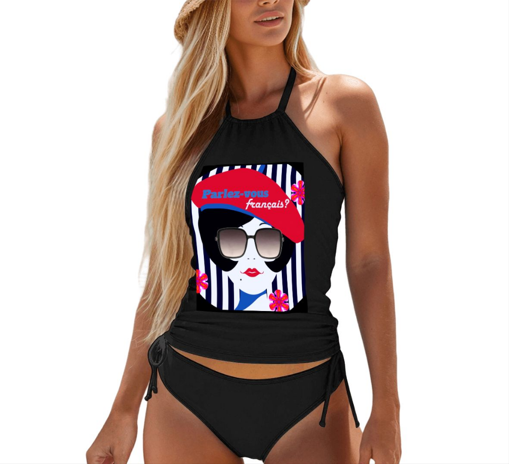 Women's French Girl in Beret Tankini Swimwear Set (Made in USA)