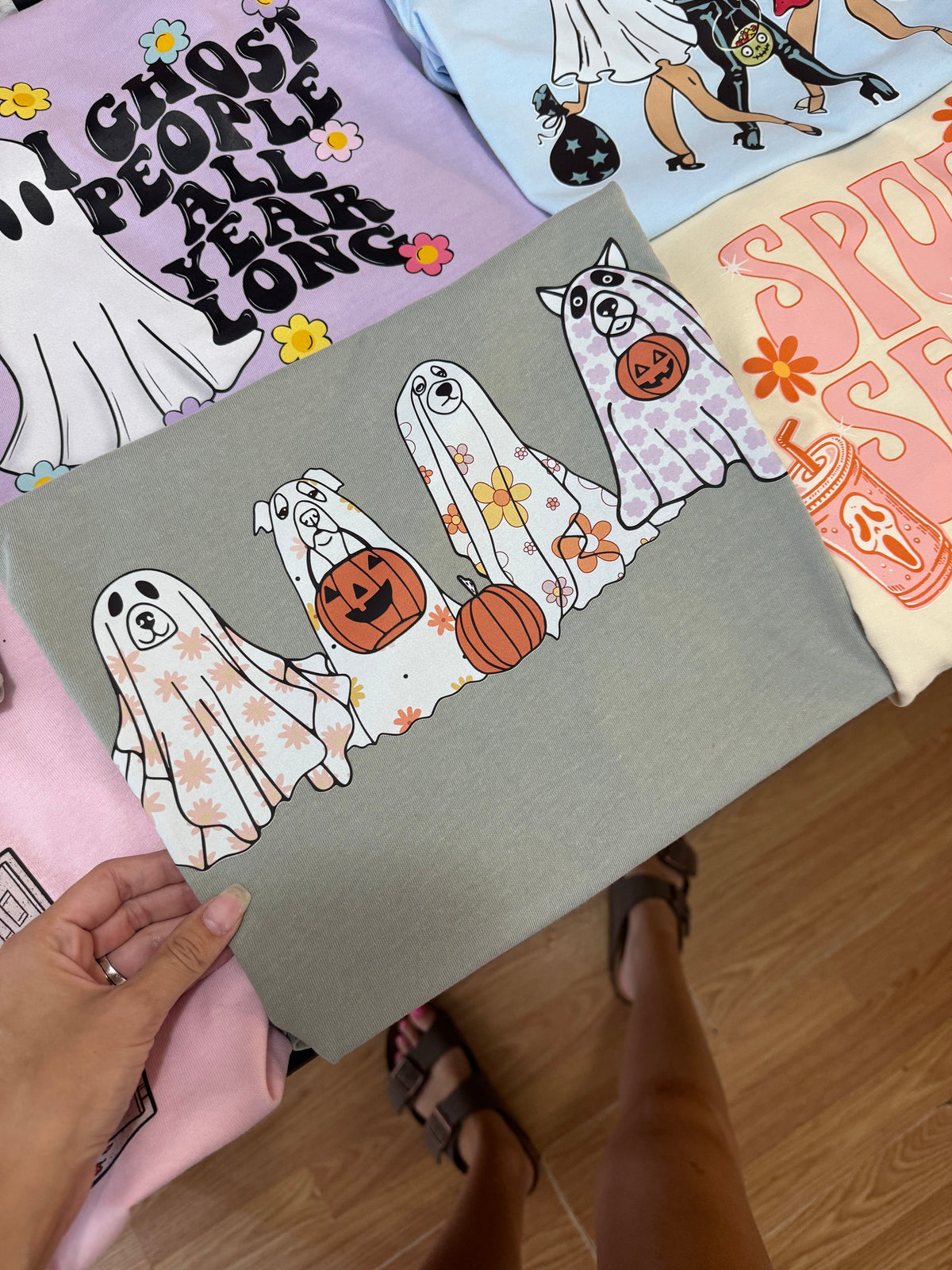 Floral Ghost Dogs Tee or Sweatshirt