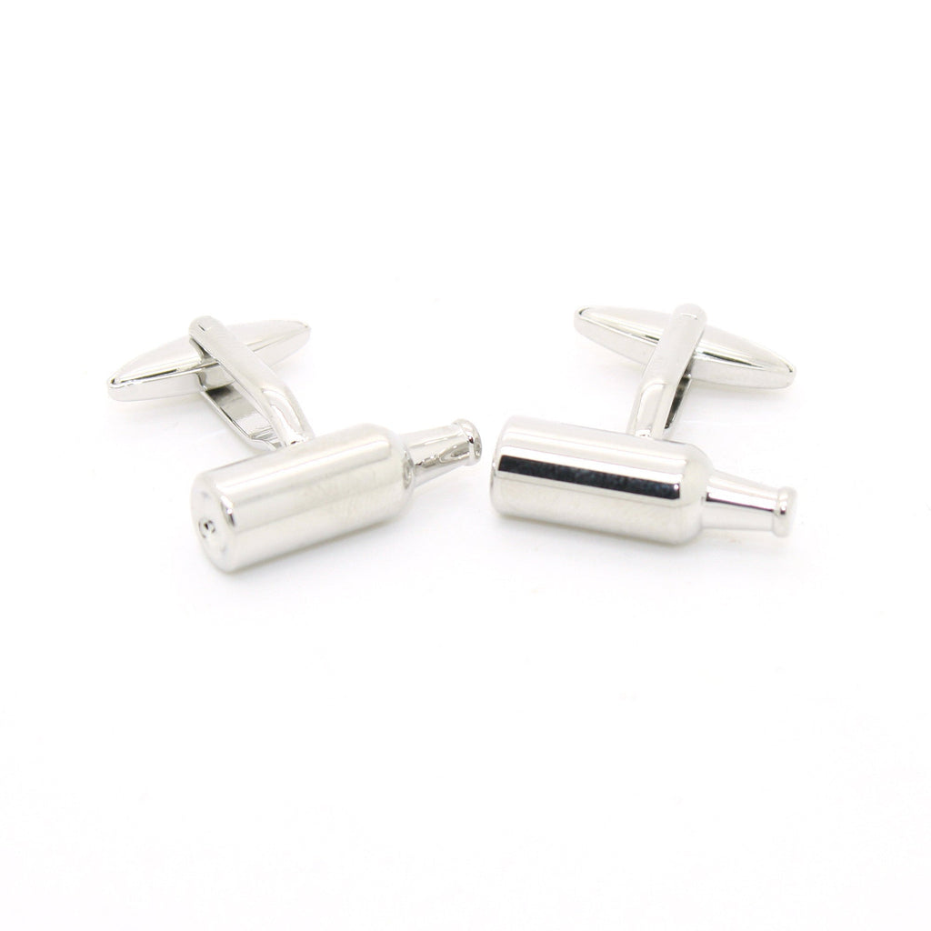 Silvertone Bottle Cuff Links With Jewelry Box