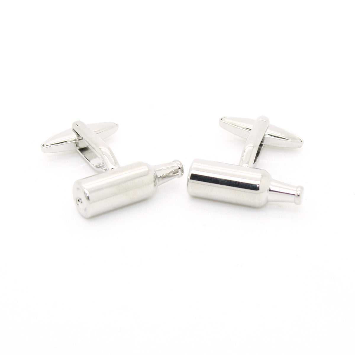 Silvertone Bottle Cuff Links With Jewelry Box