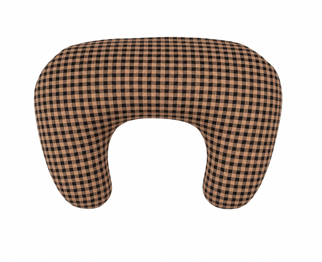 Brown Black Gingham Ruffle New Nursing Pillow Cover