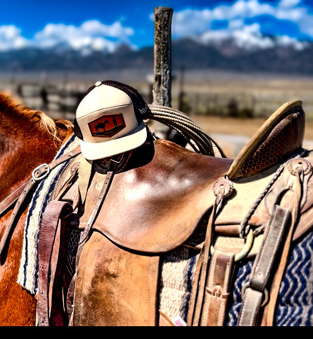 Khaki “Packout” Trucker Hat – Hand-Drawn Original Logo | Western Hunting Hat | Westrek