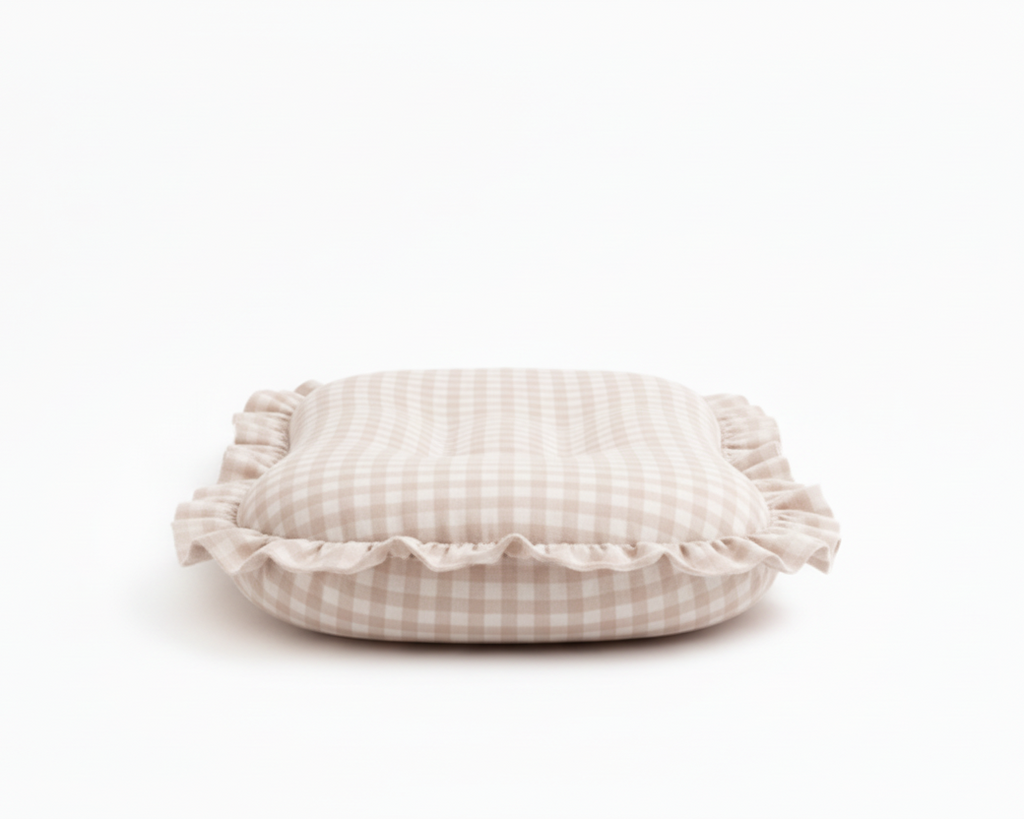 Beige Gingham Ruffle Baby Lounger Cover