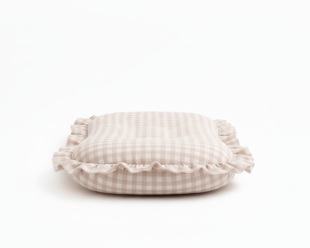 Beige Gingham Ruffle Baby Lounger Cover