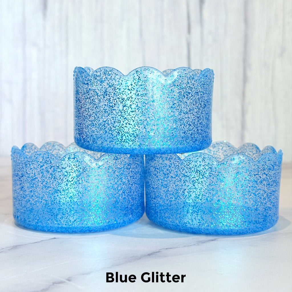 Blue Glitter Scalloped  Boot