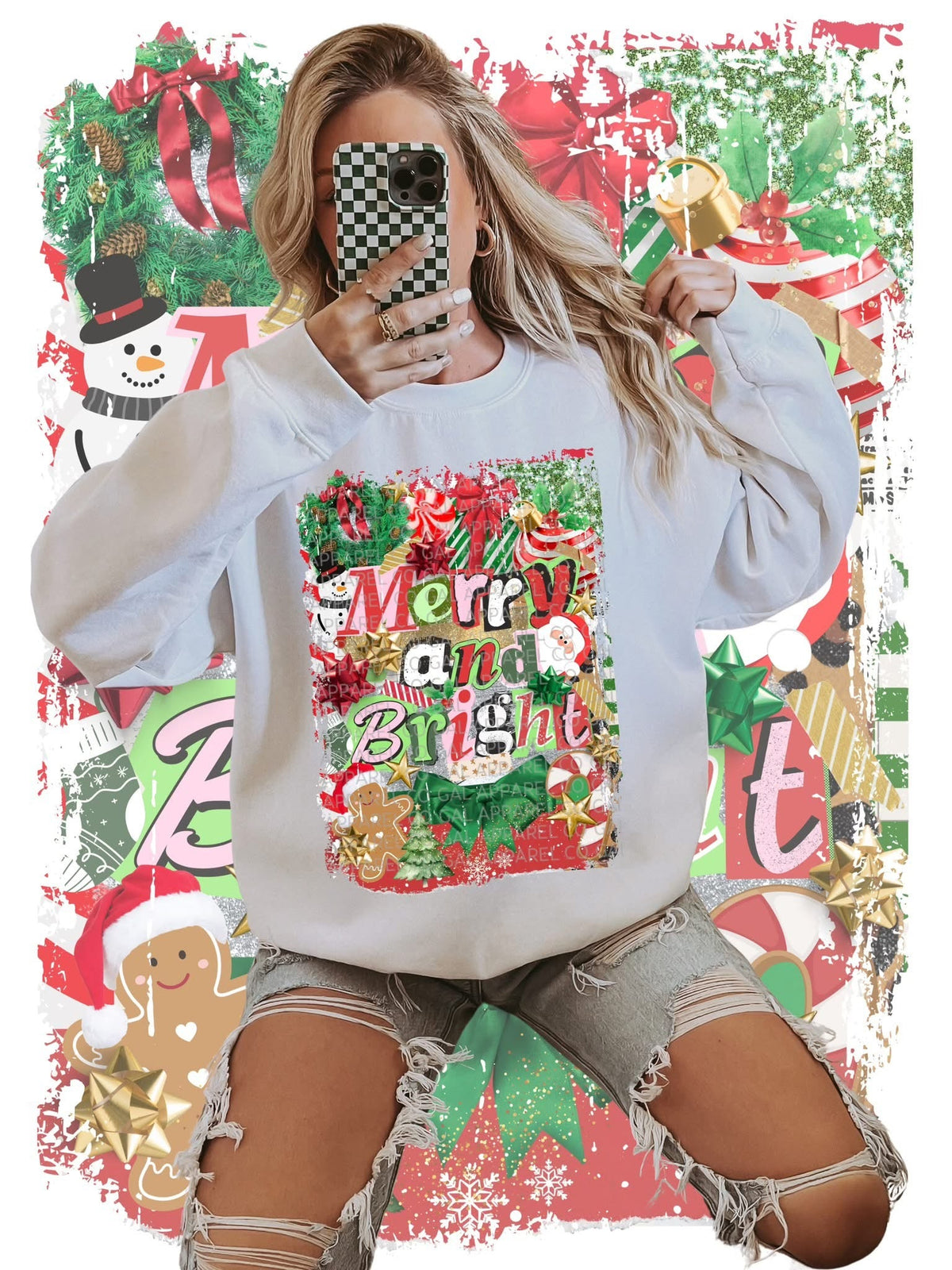 Merry & bright collage tee or sweatshirt