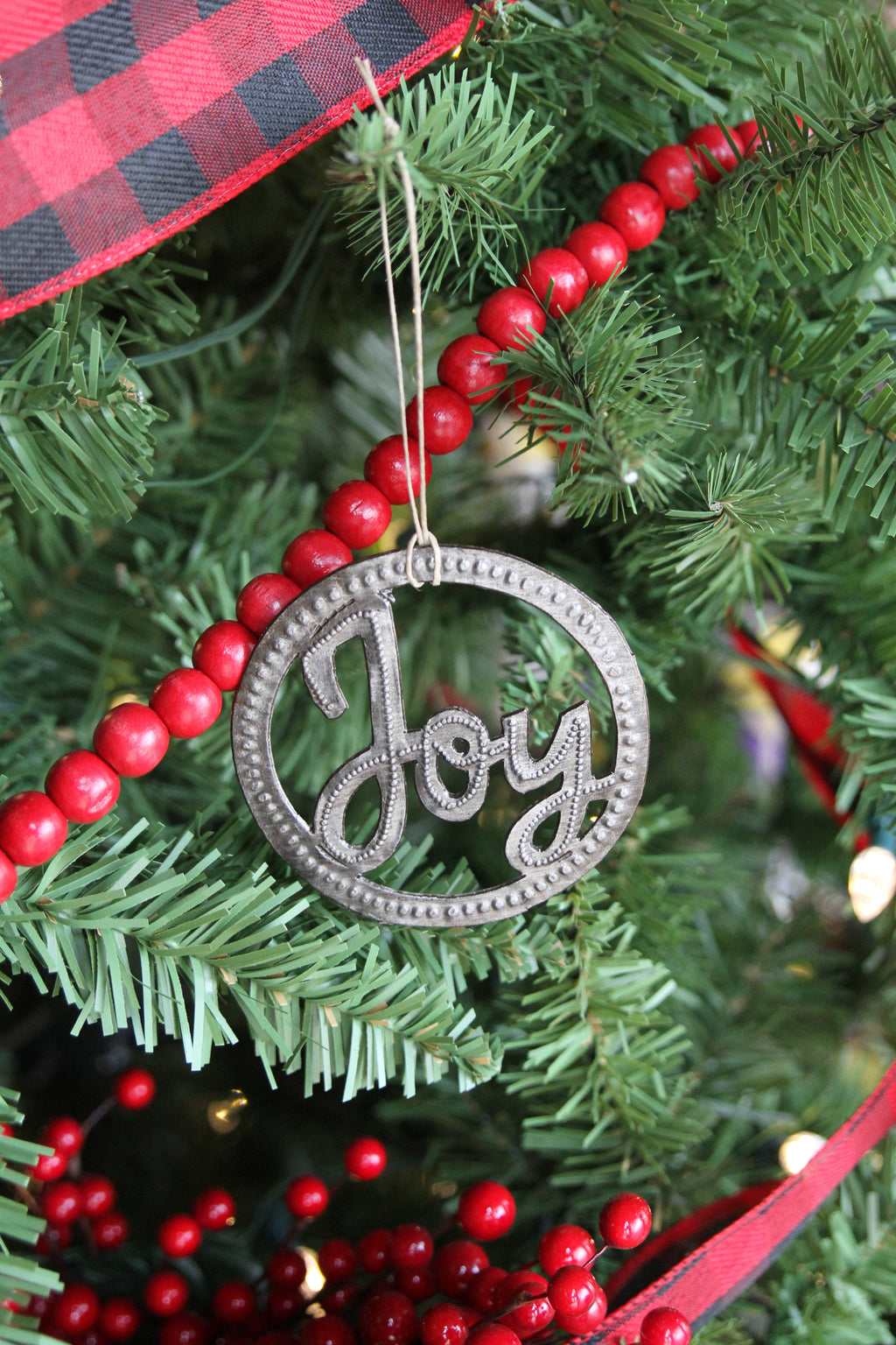 Joy Circle Metal Art Ornament