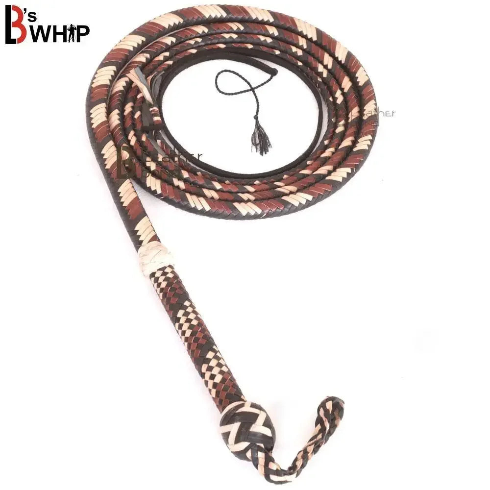 Bull Whip 6, 8, 10, 12, 14 & 16 Feet long 16 Strands Kangaroo Hide Leather Equestrian Bullwhip Leather Belly and Bolster Inside, Indiana Jones
