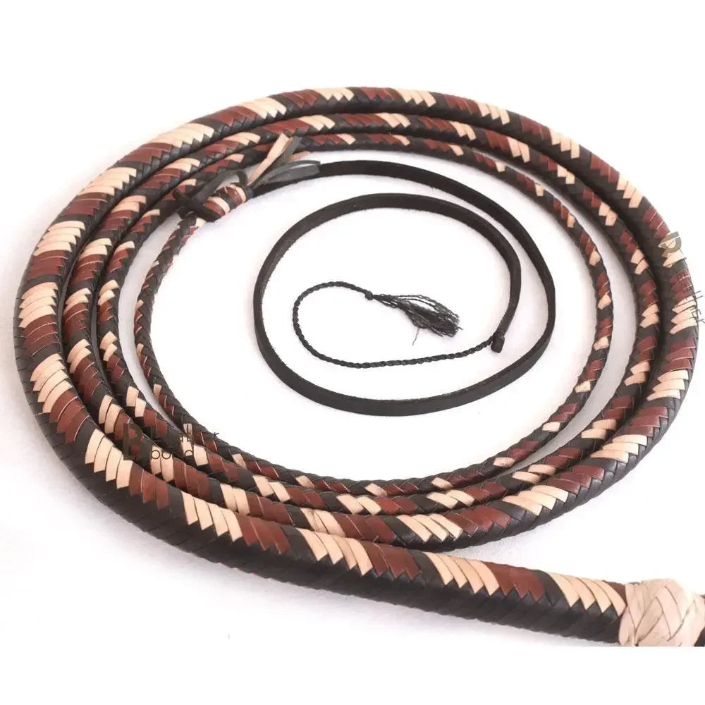 Bull Whip 6, 8, 10, 12, 14 & 16 Feet long 16 Strands Kangaroo Hide Leather Equestrian Bullwhip Leather Belly and Bolster Inside, Indiana Jones