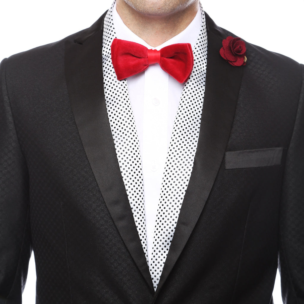 Premium Men's Polka Dot Formal Evening Scarf - White & Black