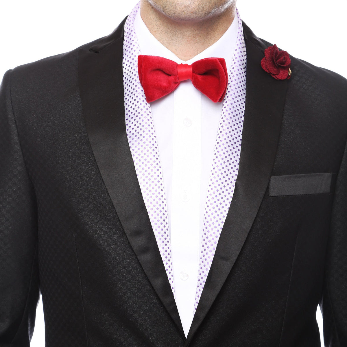 Premium Men's Polka Dot Formal Evening Scarf - Lavender & White