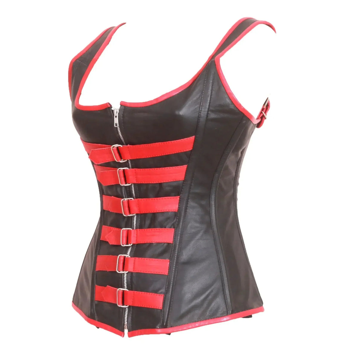 Genuine Real Sheep Leather & Stainless Steel Spiral Bones Overbust Corset