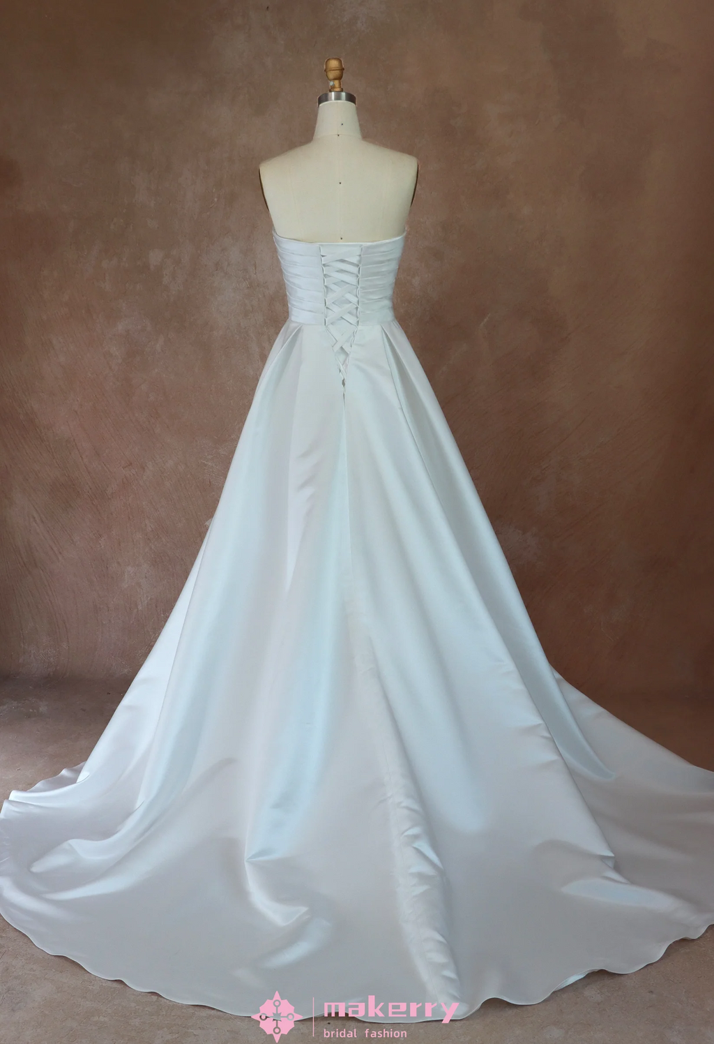 Satin Ballgown Wedding Dress With Strapless Neckline