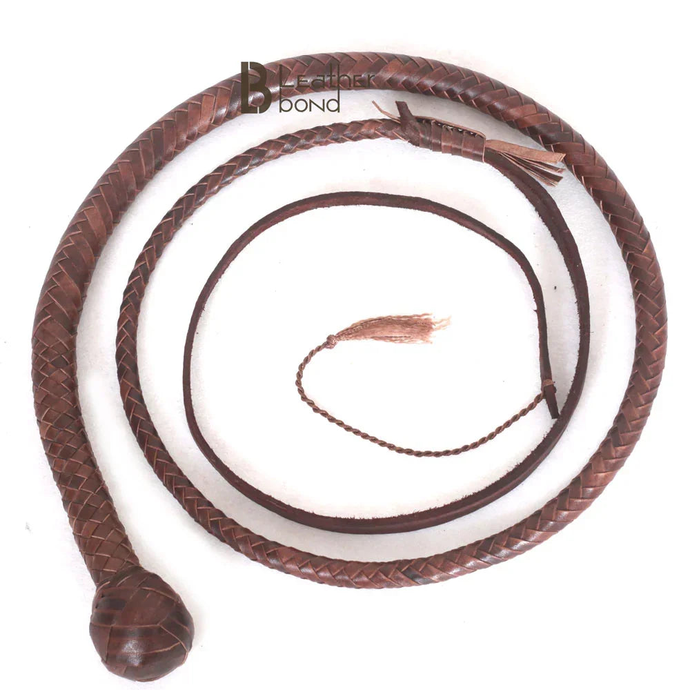 Kangaroo Hide Shot Loaded Snake Whip 12 Strands Dark Brown | 4, 5, 6 & 8 Feet