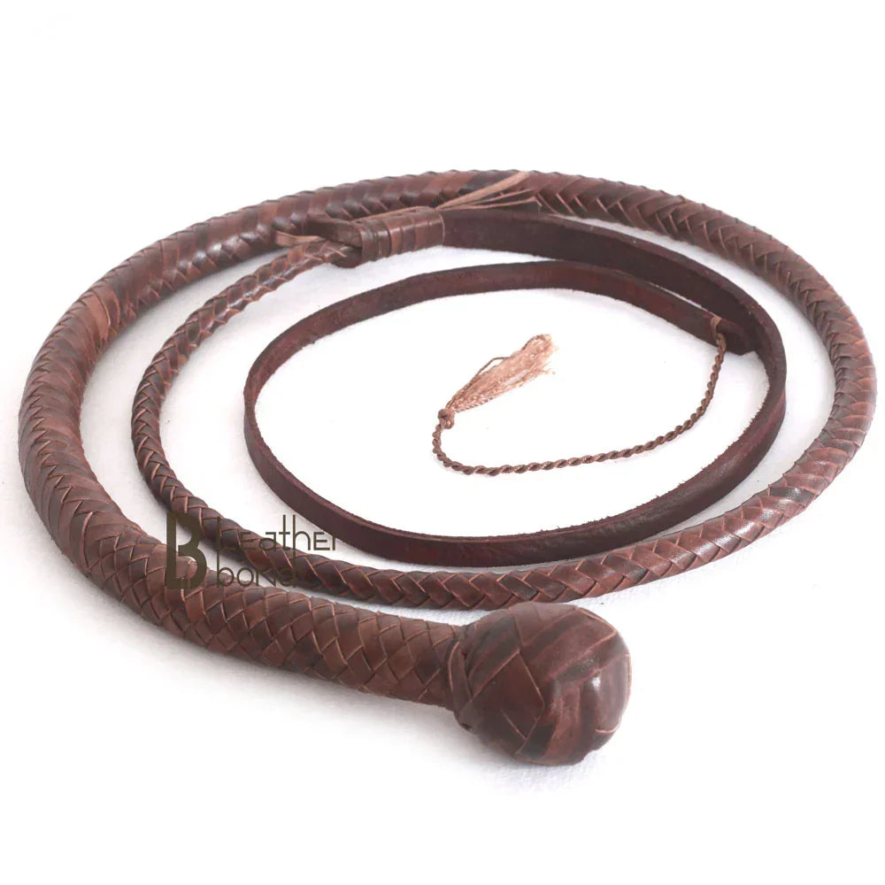 Kangaroo Hide Shot Loaded Snake Whip 12 Strands Dark Brown | 4, 5, 6 & 8 Feet