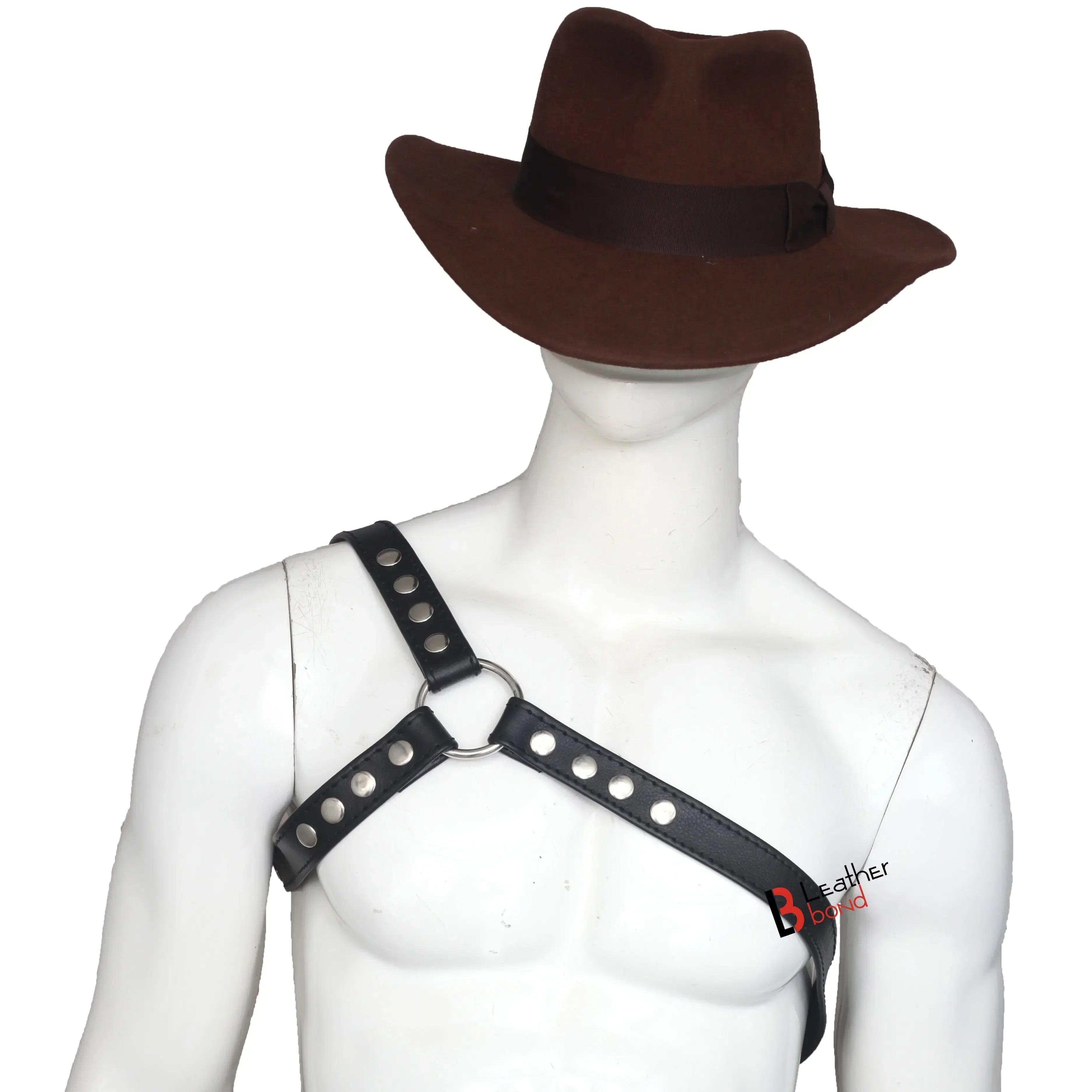 Real Cowhide Handmade Adjustable Leather Harness Men Black Chest Harness
