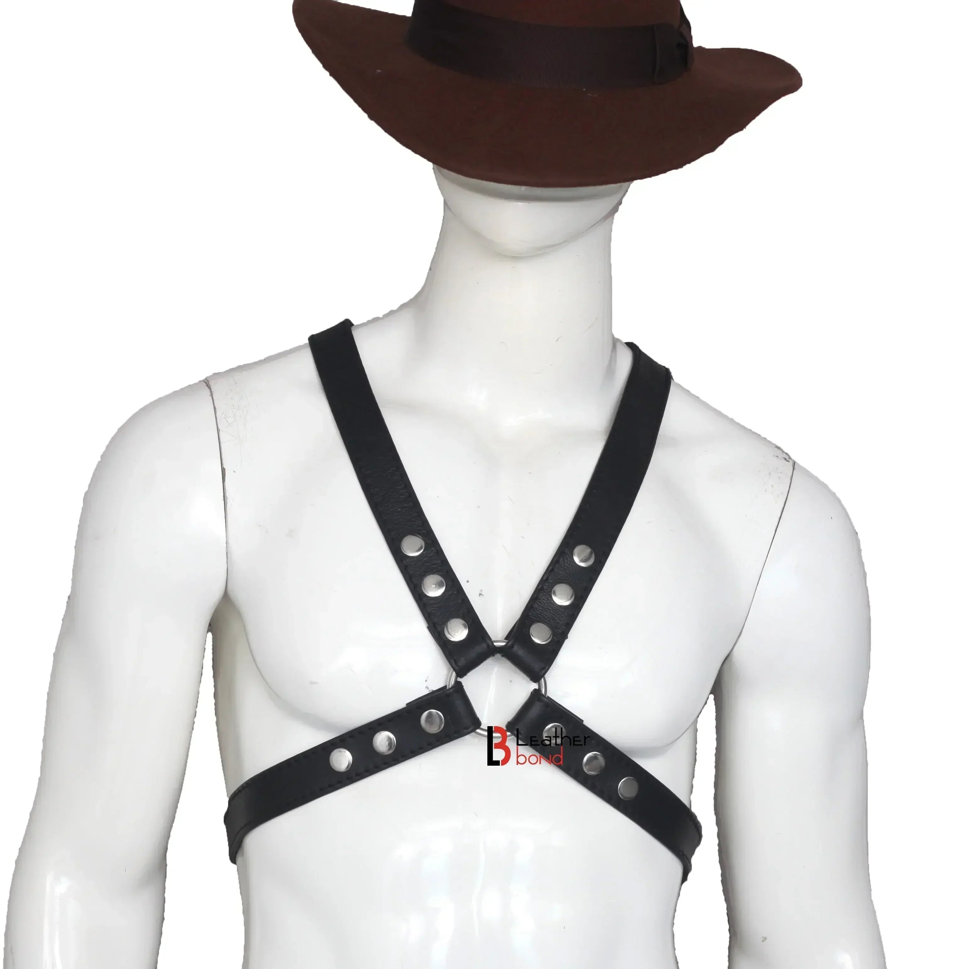 Double Folded Real Cowhide Leather Harness For Men Chest & Shoulder Harness