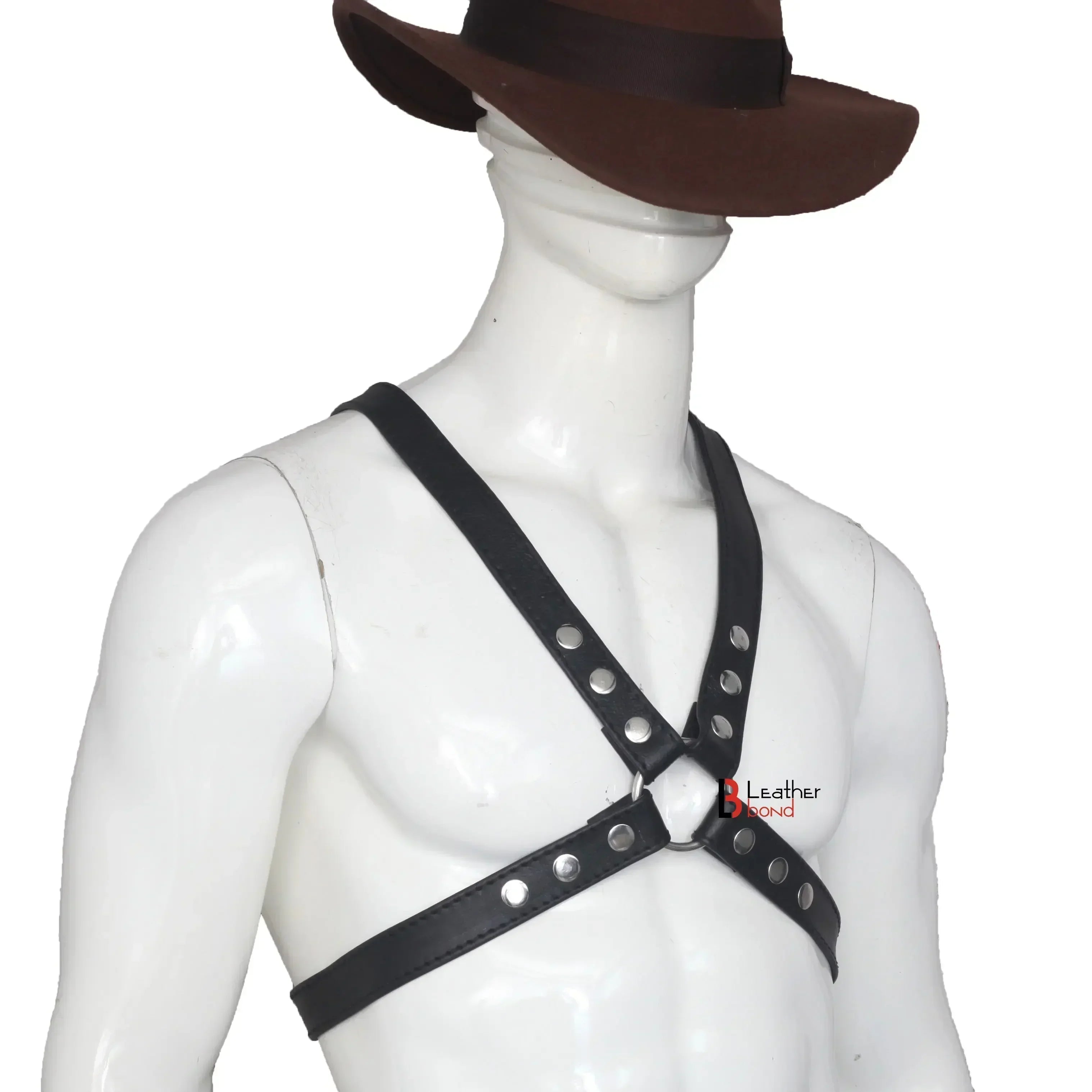 Double Folded Real Cowhide Leather Harness For Men Chest & Shoulder Harness