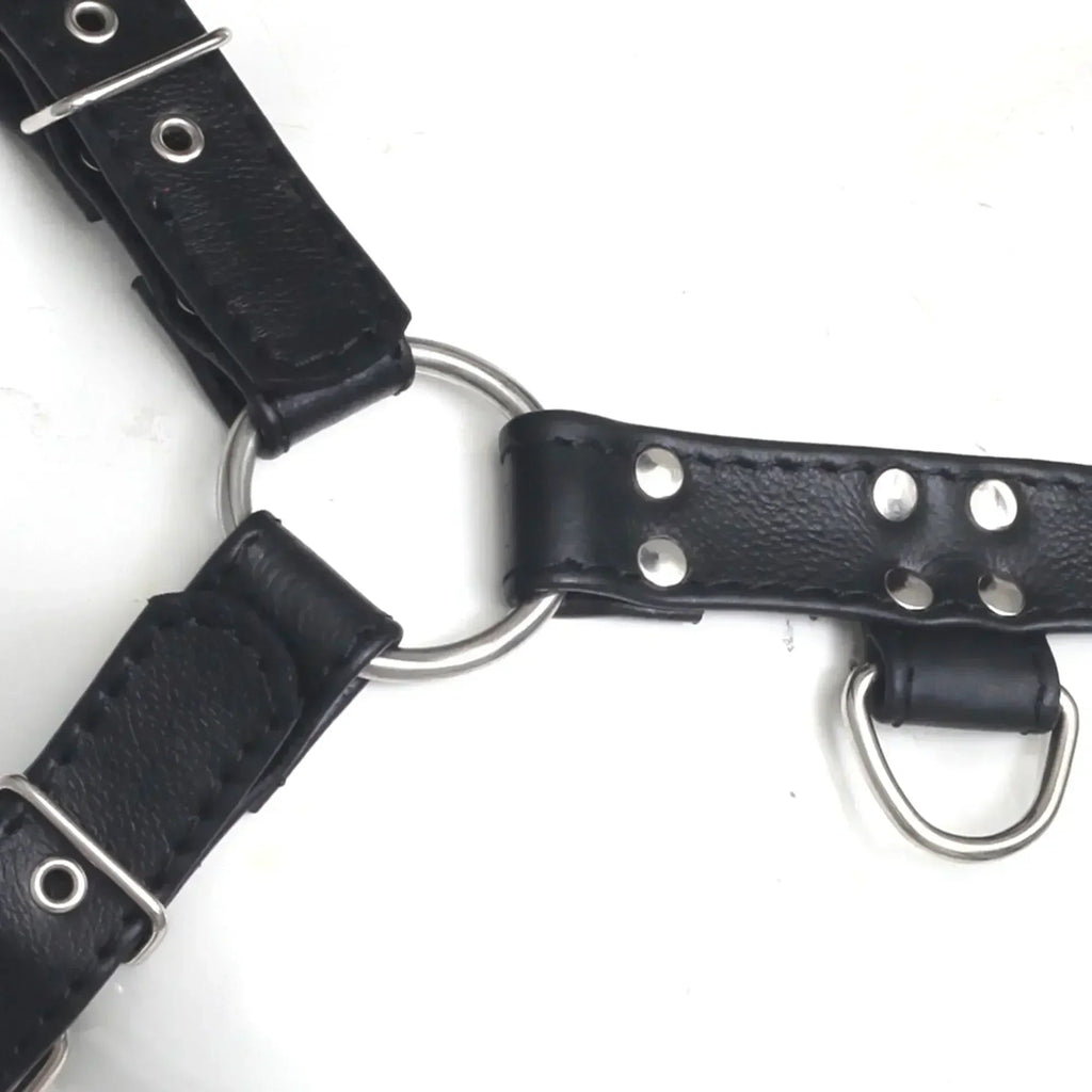 Double Folded Real Cowhide Leather mens harness Bulldog Chest & Shoulder Harness