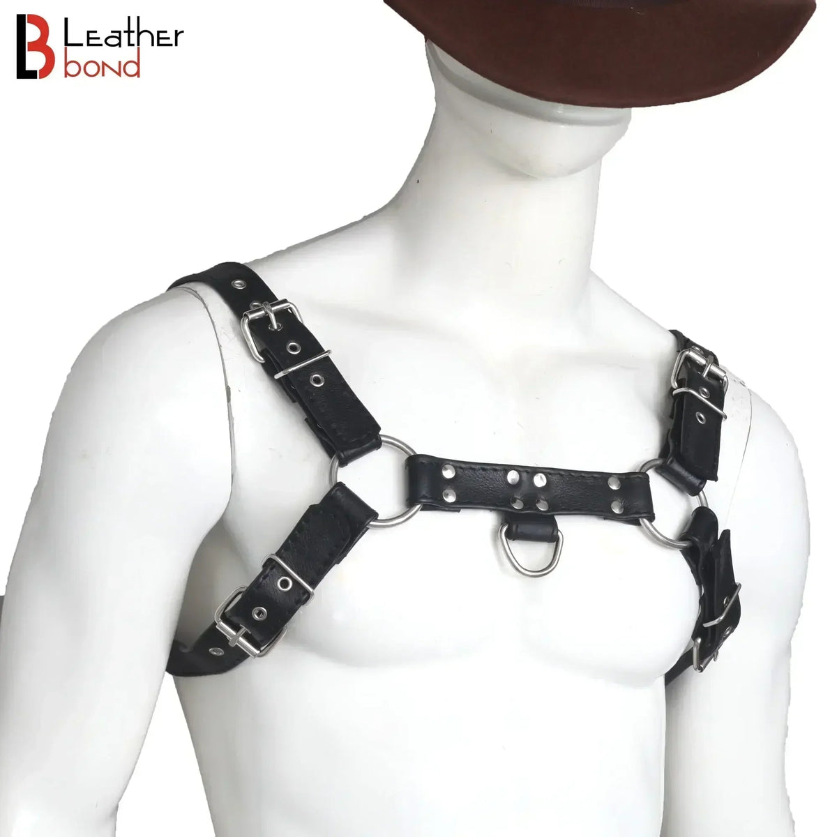 Double Folded Real Cowhide Leather mens harness Bulldog Chest & Shoulder Harness