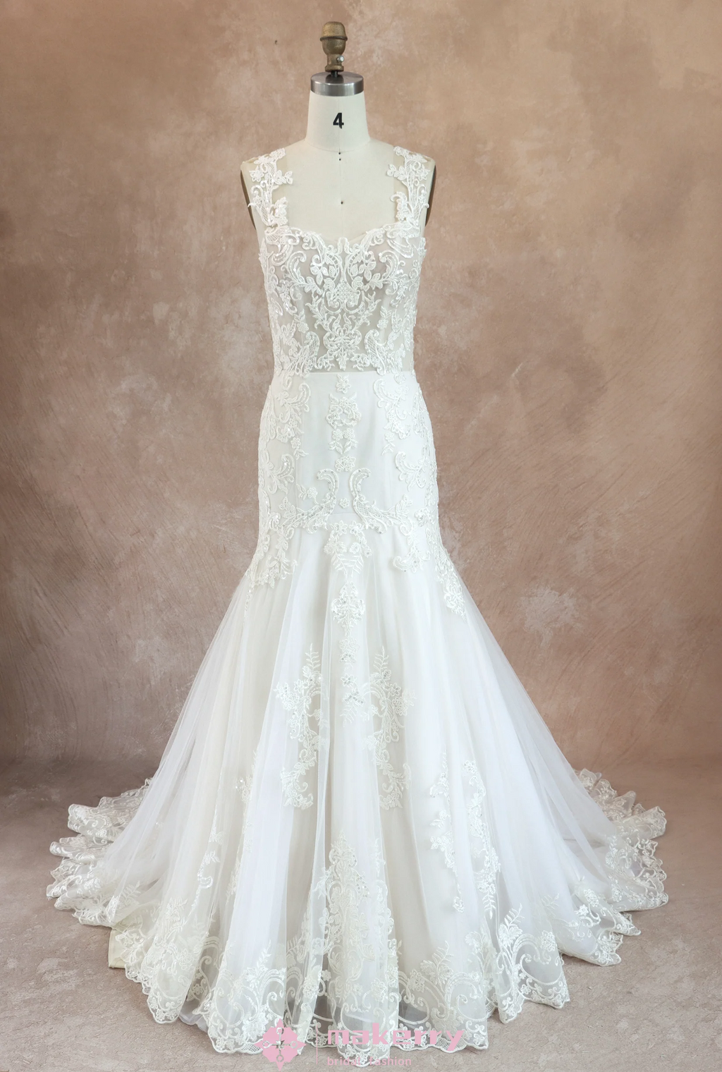 Luxury Fit and Flare With Applique Wedding Dress