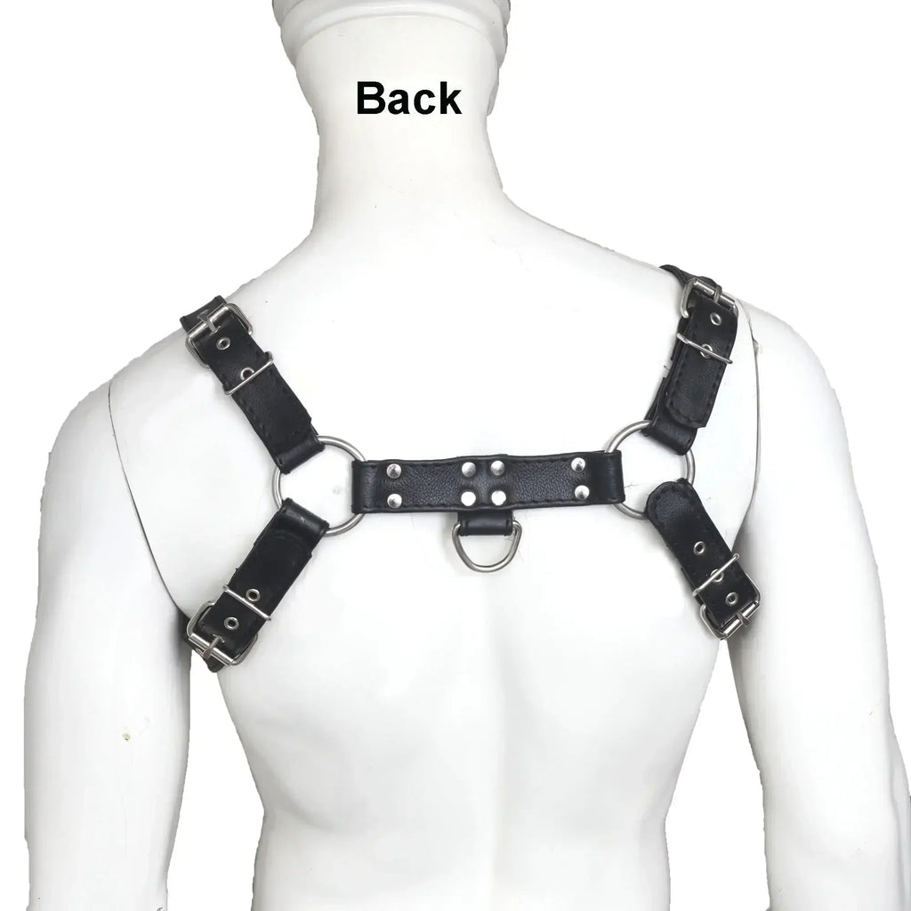 Double Folded Real Cowhide Leather mens harness Bulldog Chest & Shoulder Harness