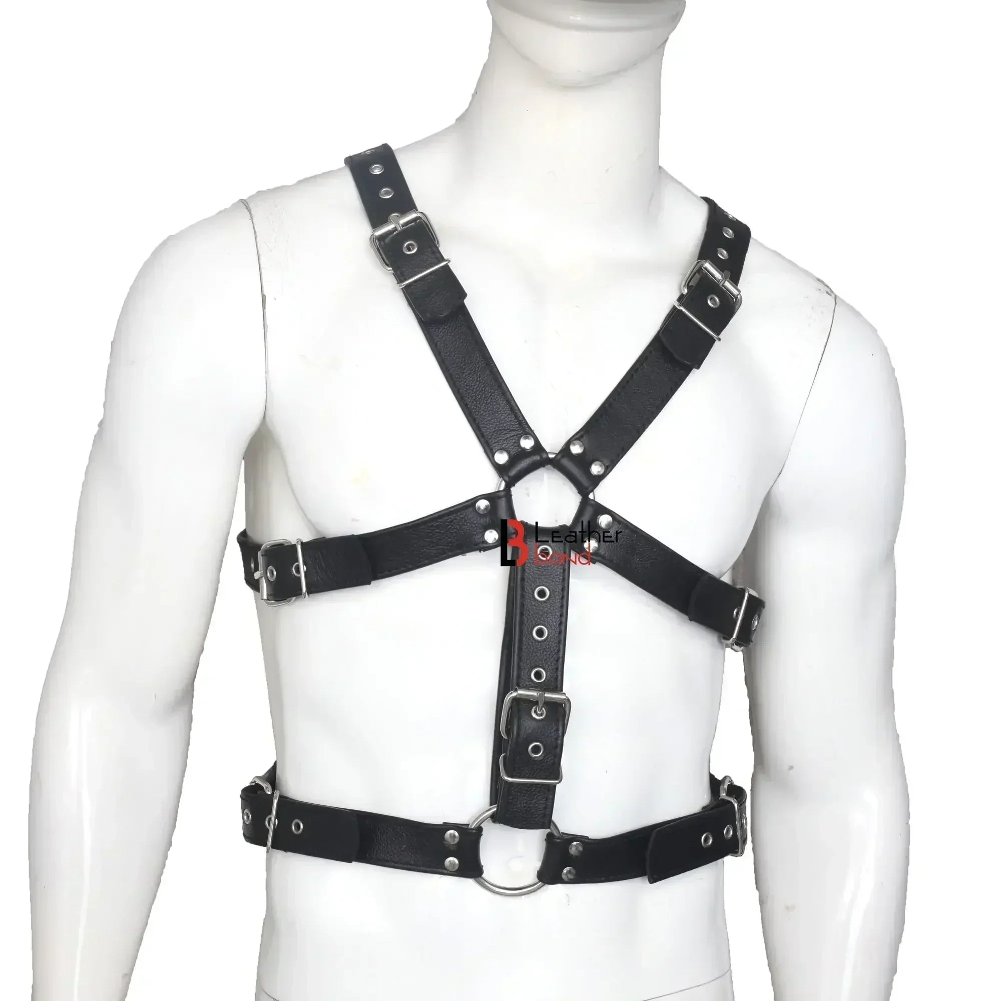 Double Folded Real Cowhide Leather Harness Men Chest & Shoulder Male Fetish Wear Harness