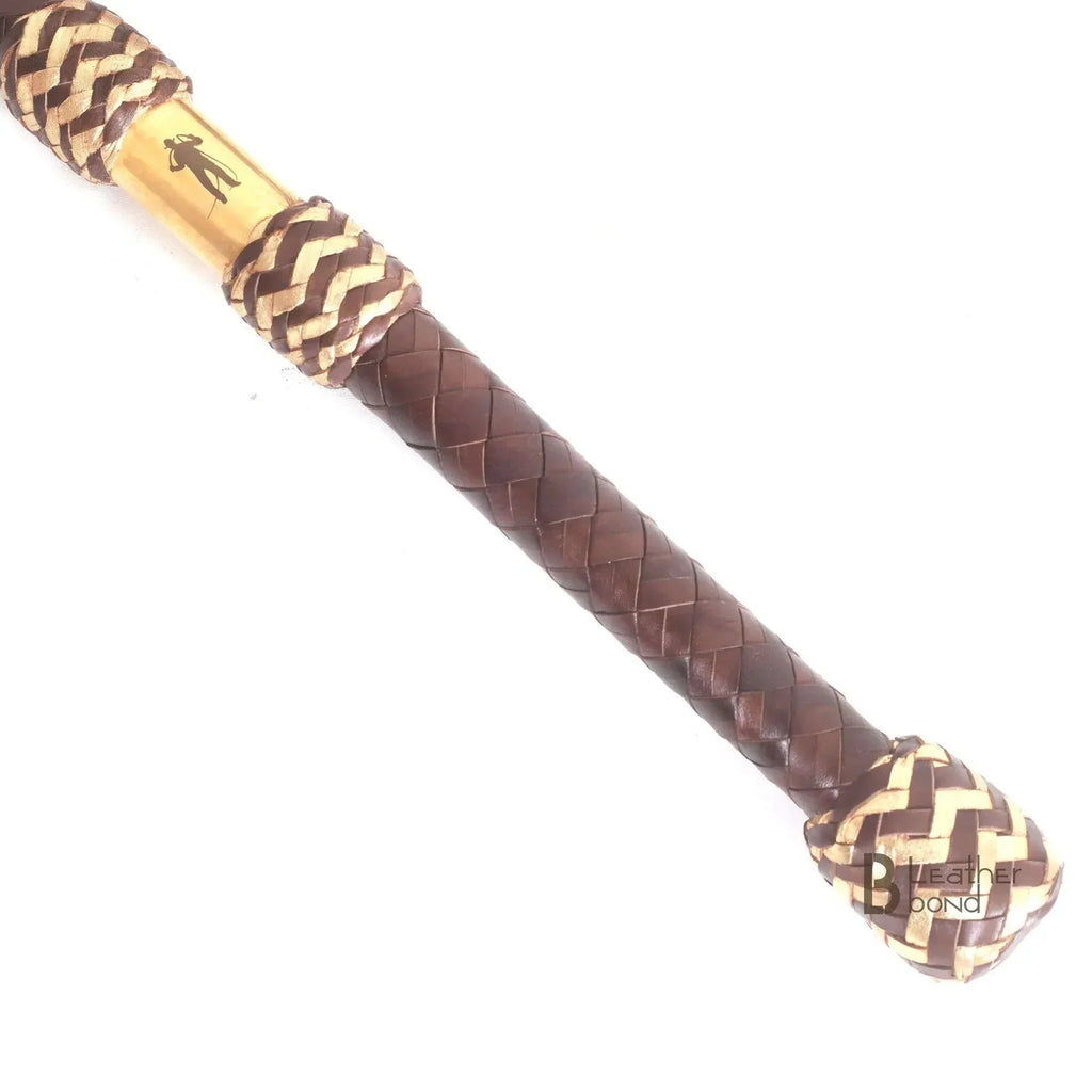 Bull Whip 6, 8, 10, 12, 14 & 16 Feet long 16 Strands Brown Kangaroo Hide Leather Equestrian Bullwhip Leather Belly & Bolster Construction