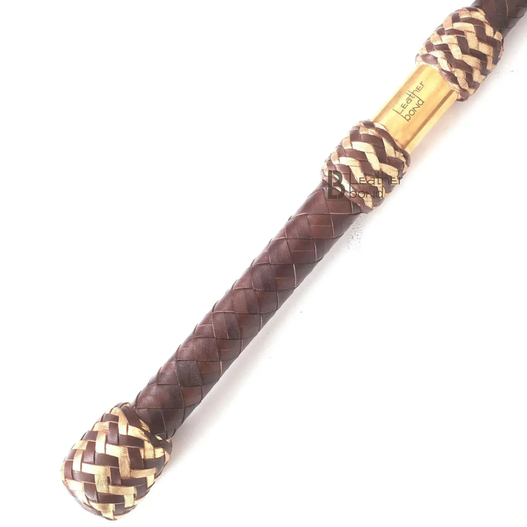 Bull Whip 6, 8, 10, 12, 14 & 16 Feet long 16 Strands Brown Kangaroo Hide Leather Equestrian Bullwhip Leather Belly & Bolster Construction