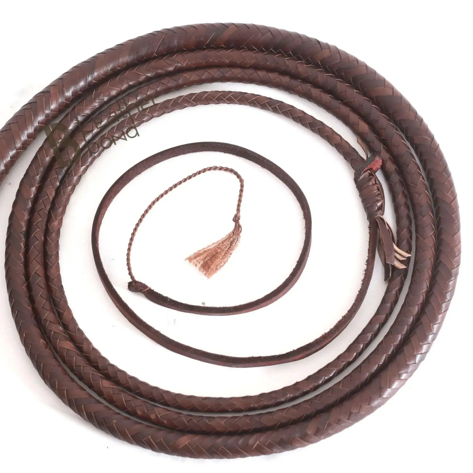 Bull Whip 6, 8, 10, 12, 14 & 16 Feet long 16 Strands Brown Kangaroo Hide Leather Equestrian Bullwhip Leather Belly & Bolster Construction