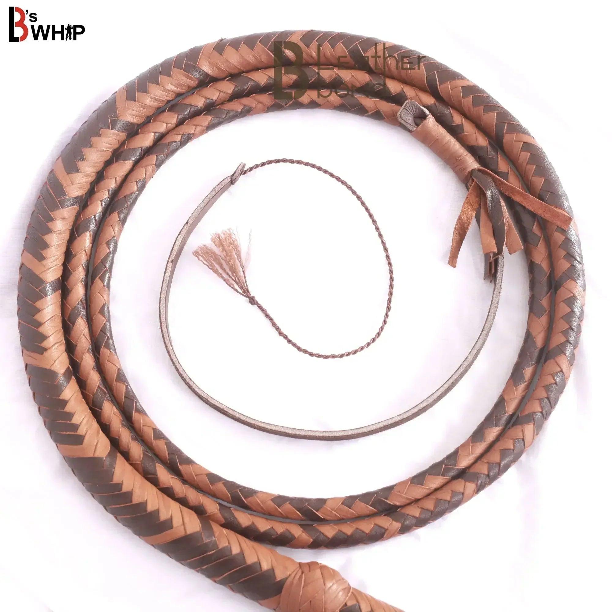 Indiana Jones Style 6 Foot 16 Plait Dark Brown Leather Bullwhip Real Cowhide Leather Bull Whip